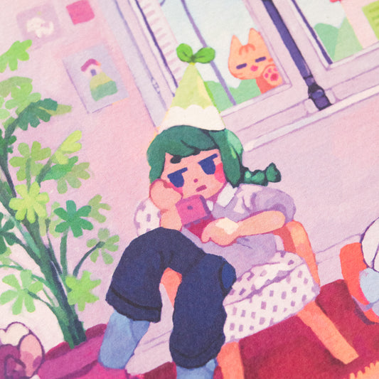 the cat is outside • print carré 18x18