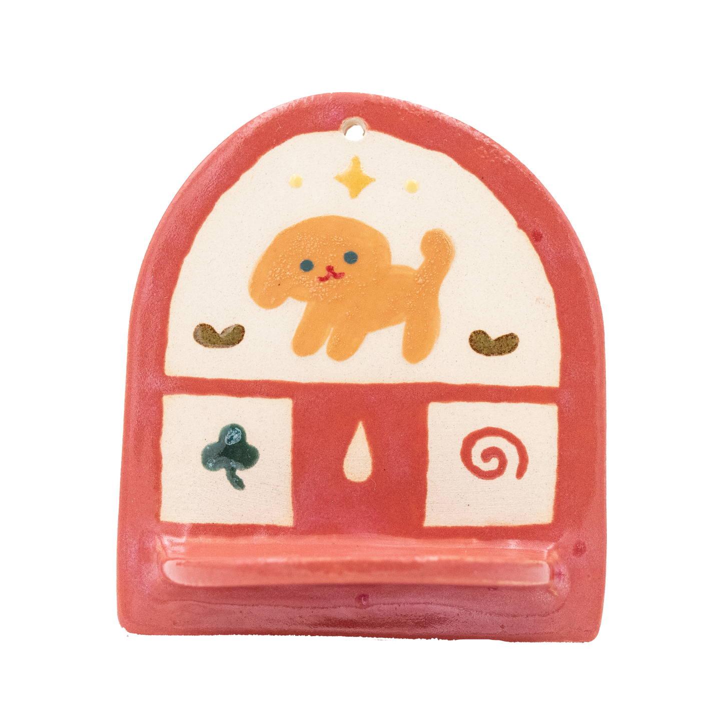 red tiny dog shelf