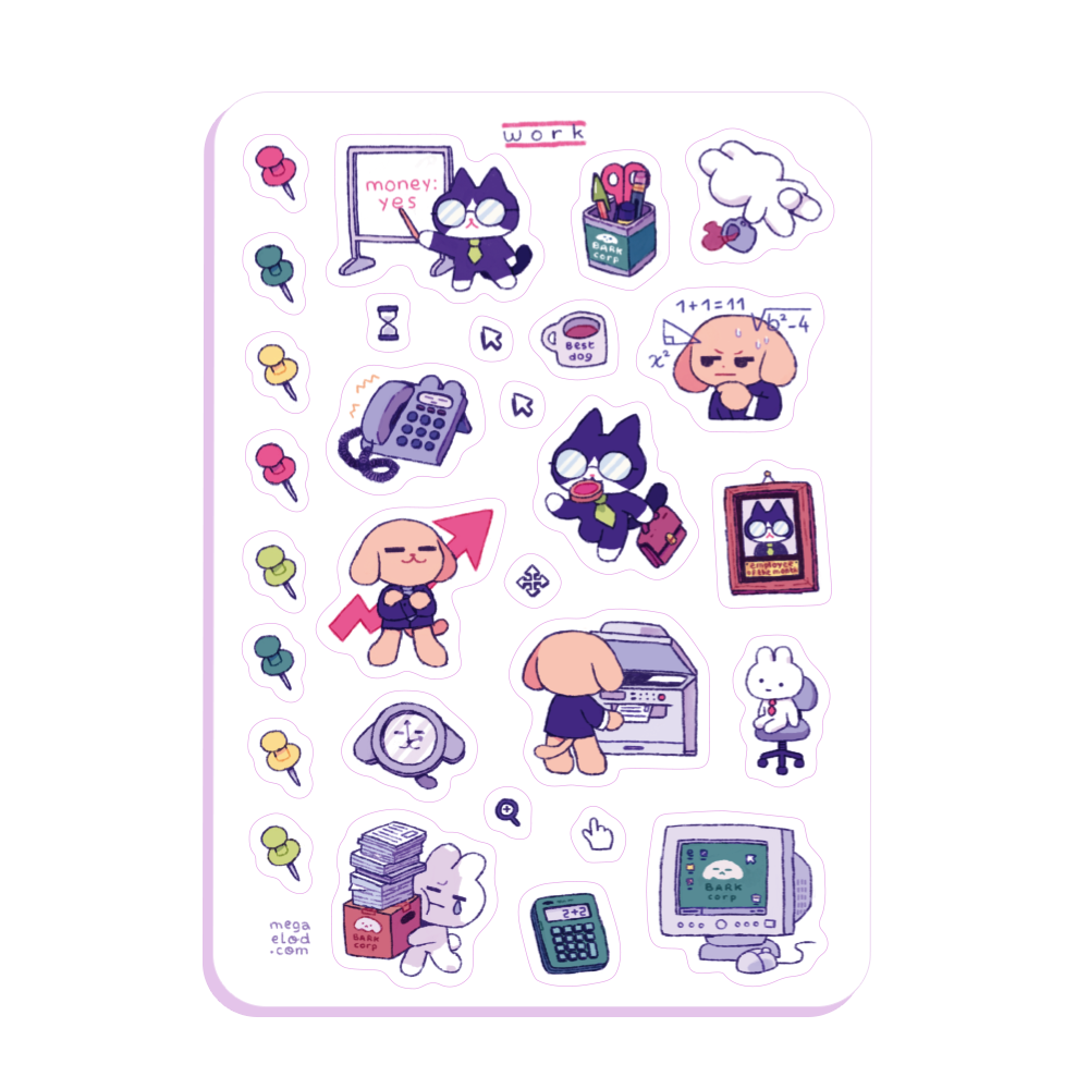 work • sticker sheet
