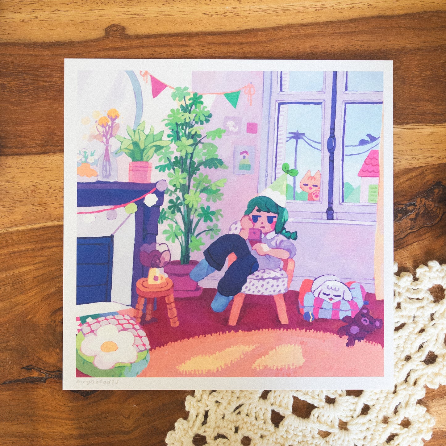 the cat is outside • midsize square print