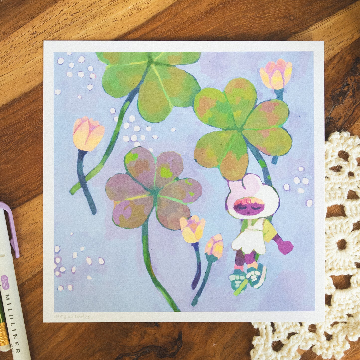 sleepy clovers • midsize square print