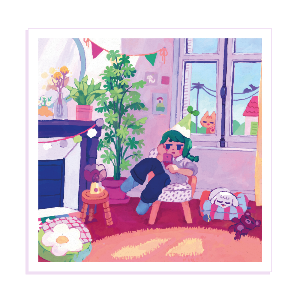 the cat is outside • midsize square print