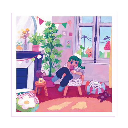 the cat is outside • midsize square print