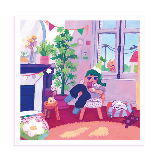 the cat is outside • midsize square print